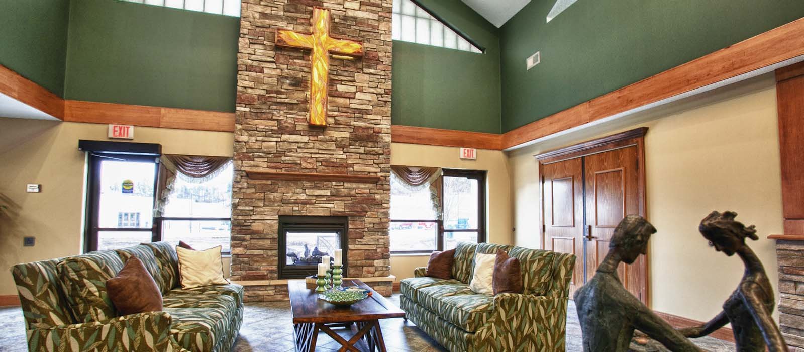 inside the fountains at hosanna lobby